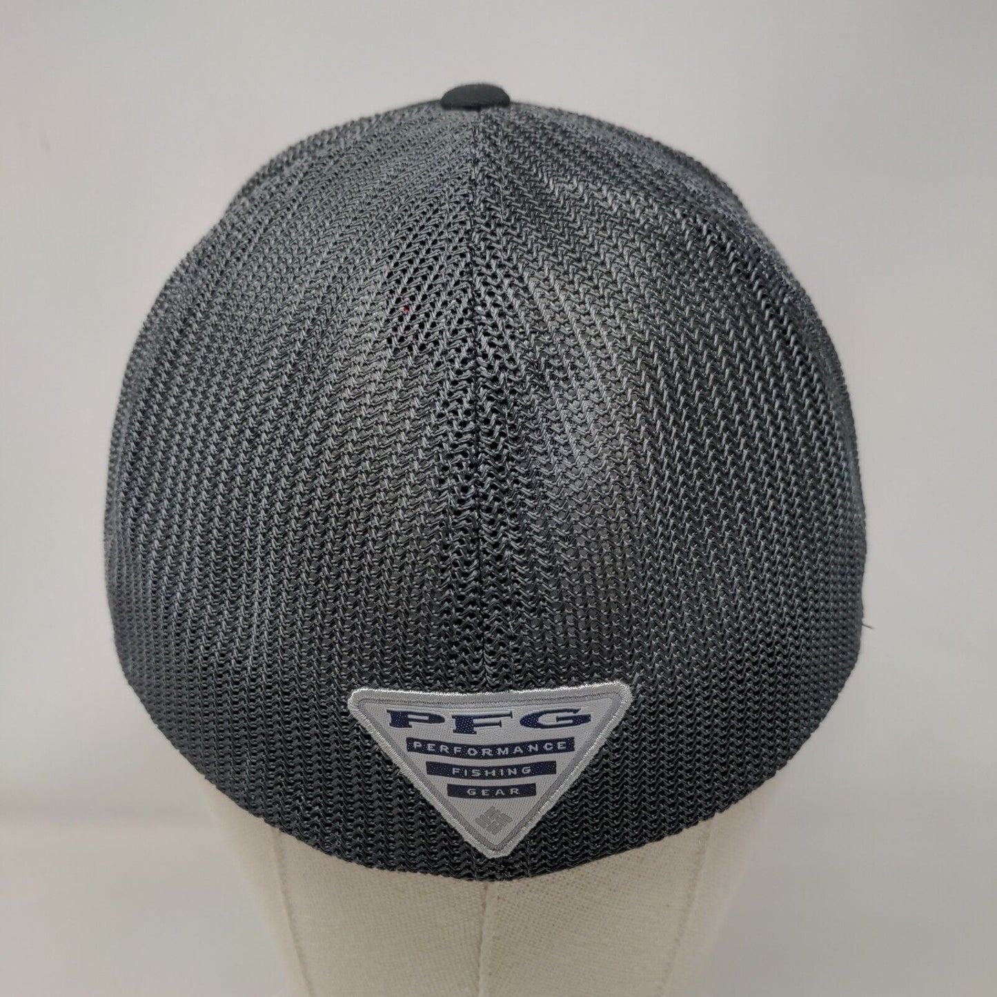 USA Flag Fish Unisex Fitted Trucker Hat Gray L/XL Mesh Back Columbia PFG