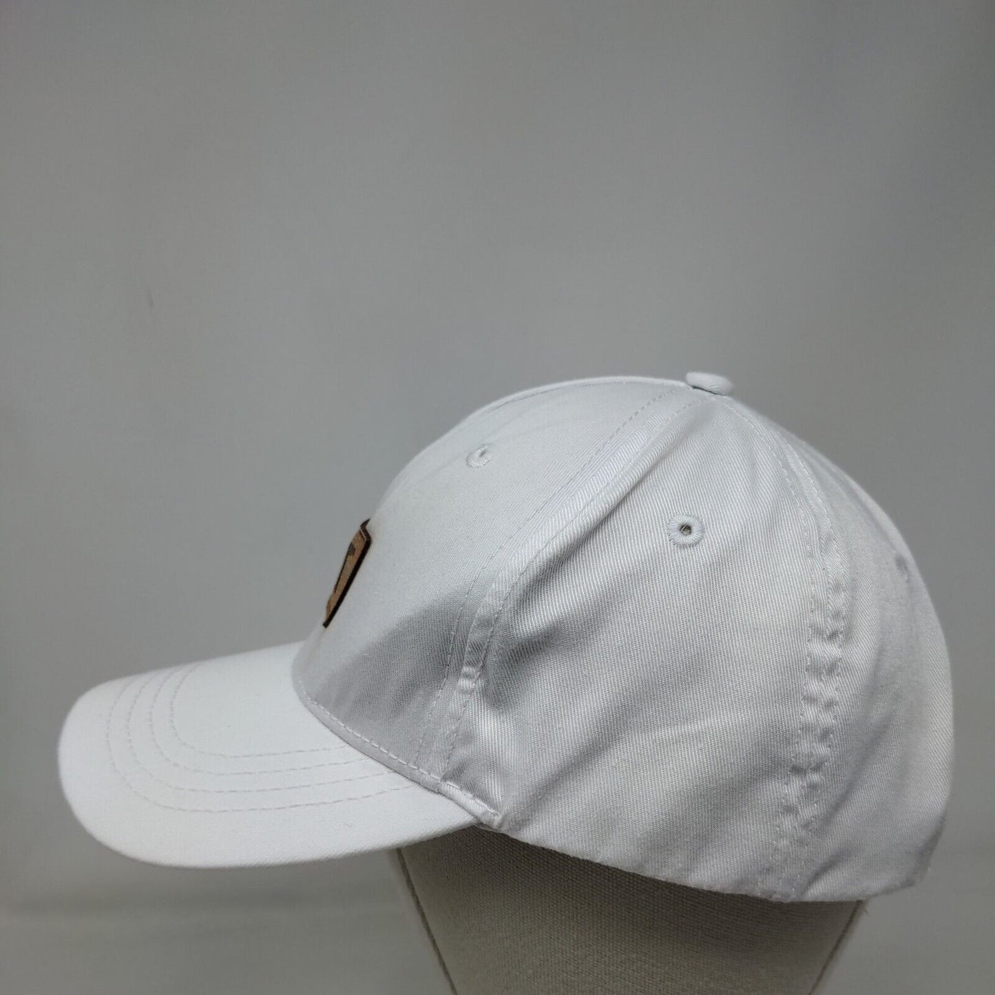 CAT Snapback Hat White One Size Adjustable Patch Logo Vented Holes 6 Panel