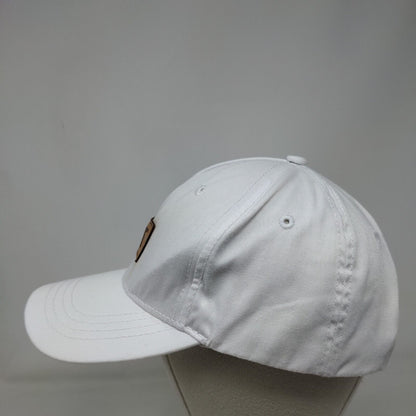 CAT Snapback Hat White One Size Adjustable Patch Logo Vented Holes 6 Panel
