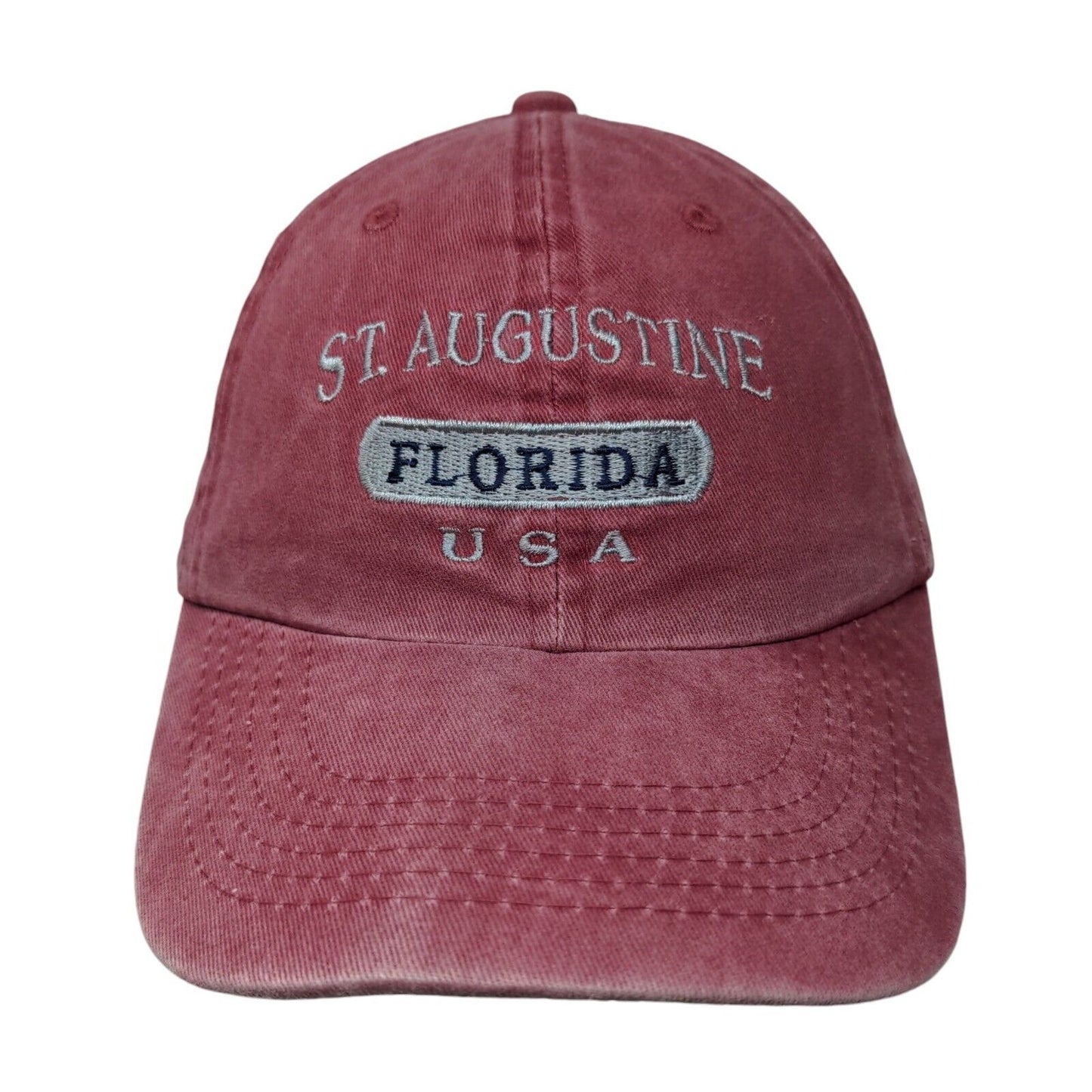 St. Augustine Florida USA Slideback Hat Red One Size Embroidered Sunkiss Kap