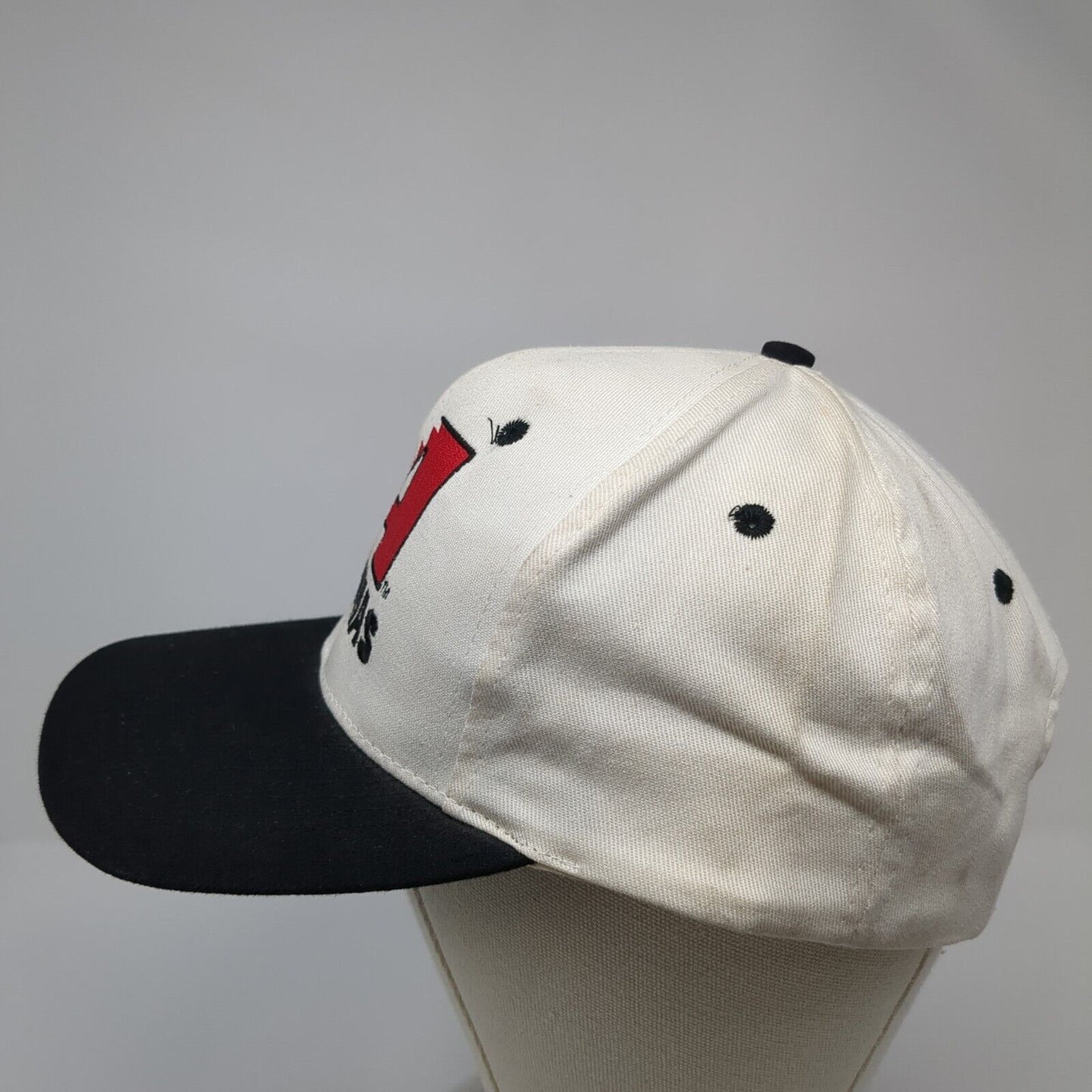 A Piranhas Snapback Hat White One Size Adjustable Colorblock 6 Panel