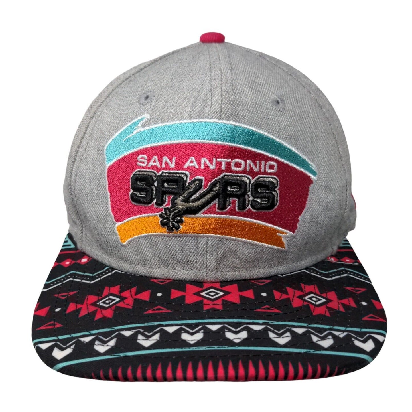 San Antonio Spurs Snapback Hat Gray Southwestern Pattern OSFM New Era 9Fifty NBA