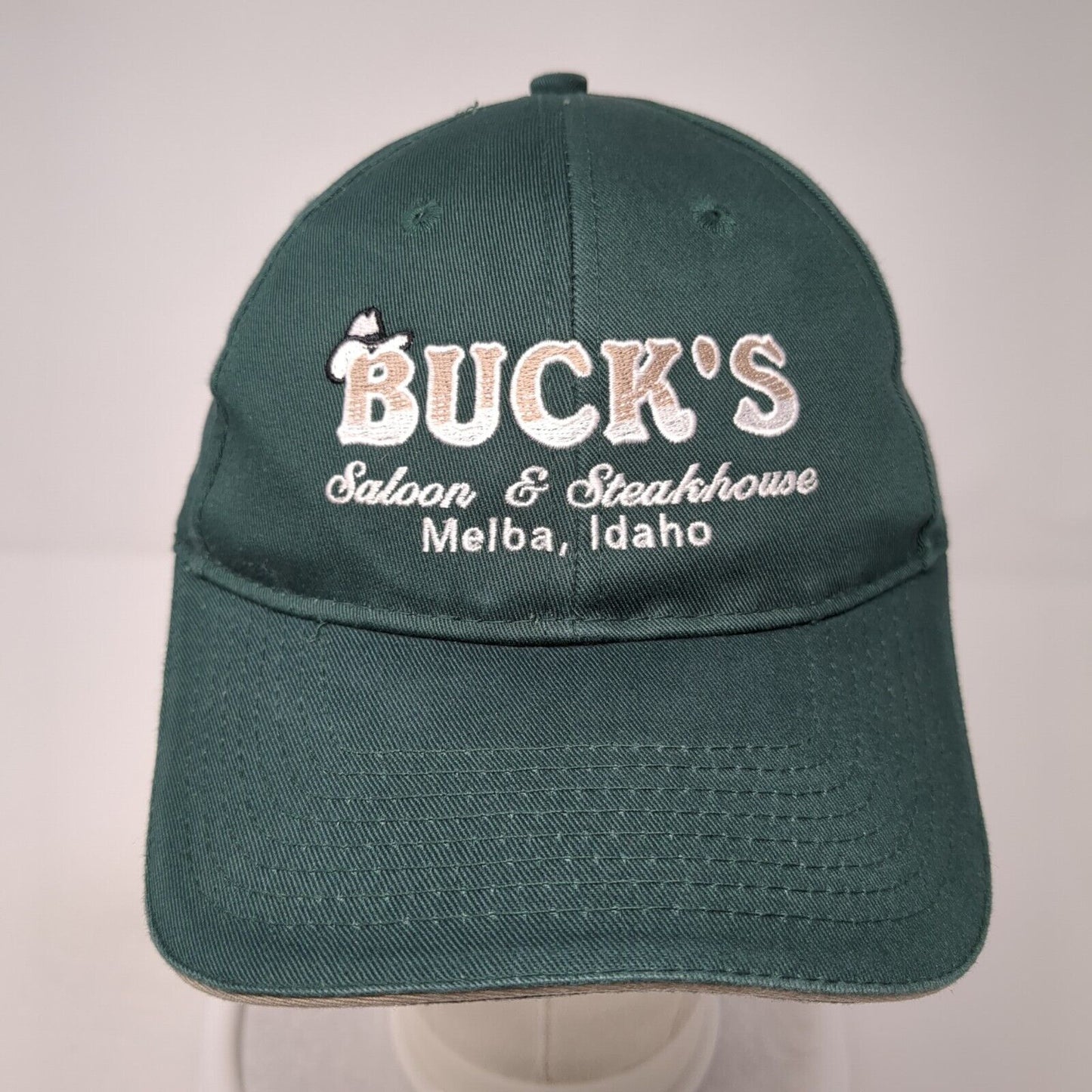 Buck's Saloon & Steakhouse Melba Idaho Strapback Hat Green OS Adjustable Cotton