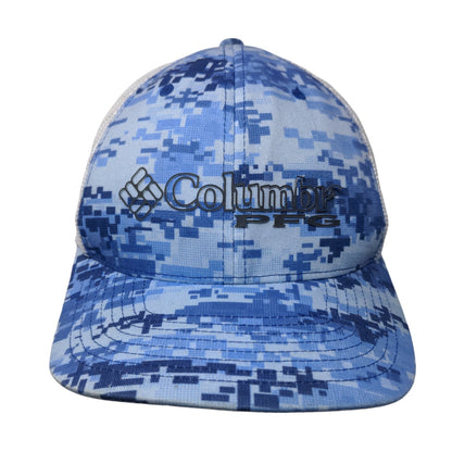 Columbia PFG Digital Camo Fitted Mesh Back Hat Blue Size S/M Distressed