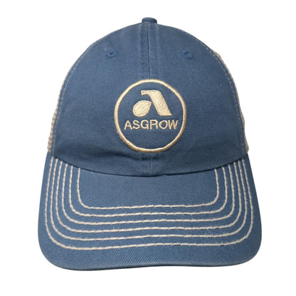 Asgrow Strapback Mesh Back Trucker Hat Blue One Size Adjustable Outdoor