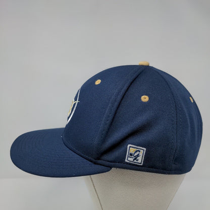 The Game Pro Fitted Hat Blue Large Embroidered Logo Solid Vent Holes
