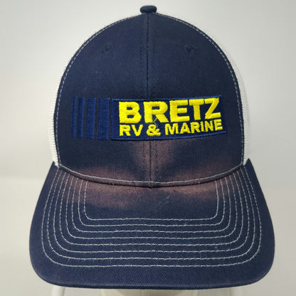 Outdoor Cap Trucker Hat Blue White Yellow One Size RV Marine Mesh Back Snapback