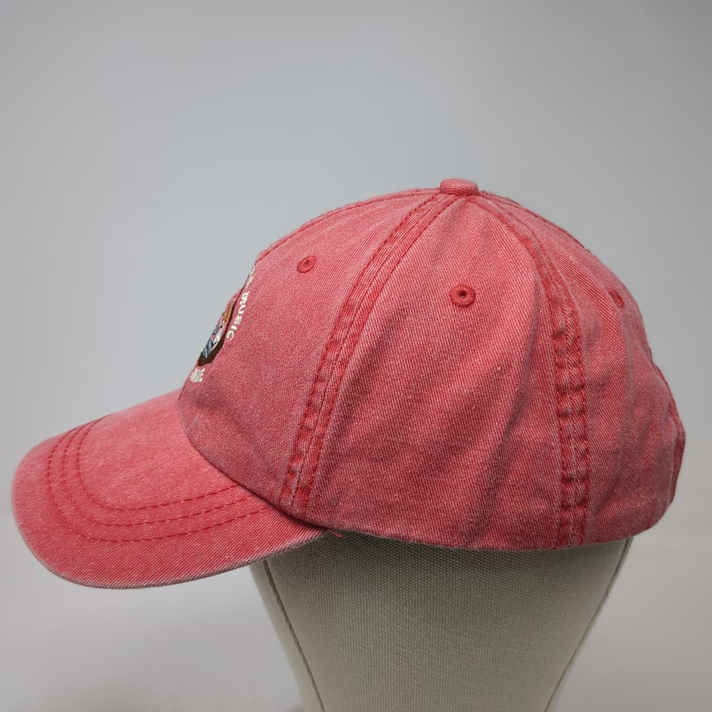 Sportsman Baseball Cap Red One Size Friendly River Music Cornish Maine Logo Hat