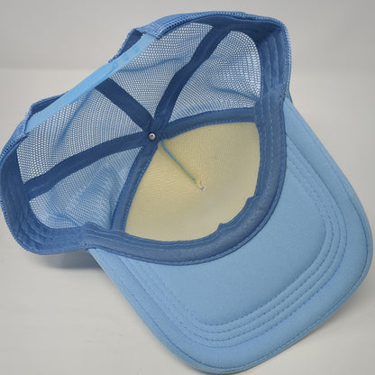 Smiley Face Snapback Mesh Back Trucker Hat Blue One Size Adjustable