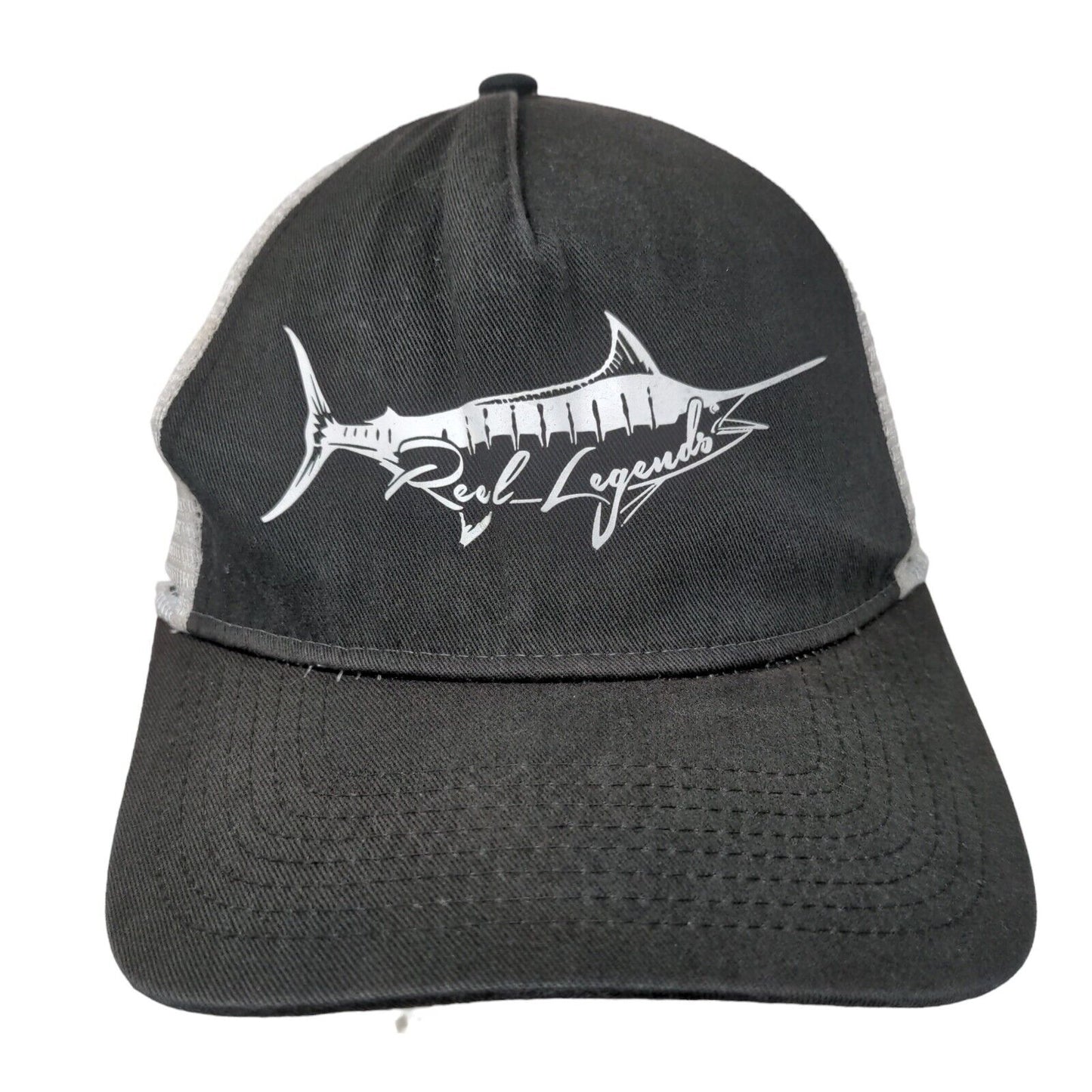 Reel Legends Snapback Trucker Hat Black OSFA Adjustable Embroidered Mesh Back