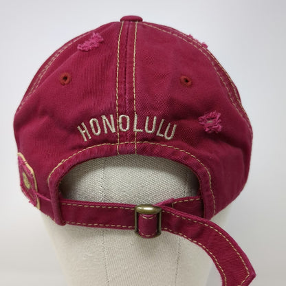 Hard Rock Cafe Baseball Cap Red One Size Honolulu Embroidered Slideback Hat