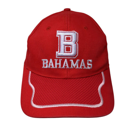 Bahamas Strapback Hat Red OSFA Adjustable Embroidered Solid 6 Panel
