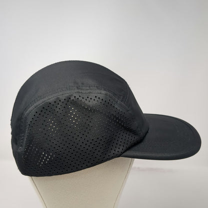 BYLT 5 Panel Black Hat One Size Slideback Laser Cut Mesh Premium Performance Cap