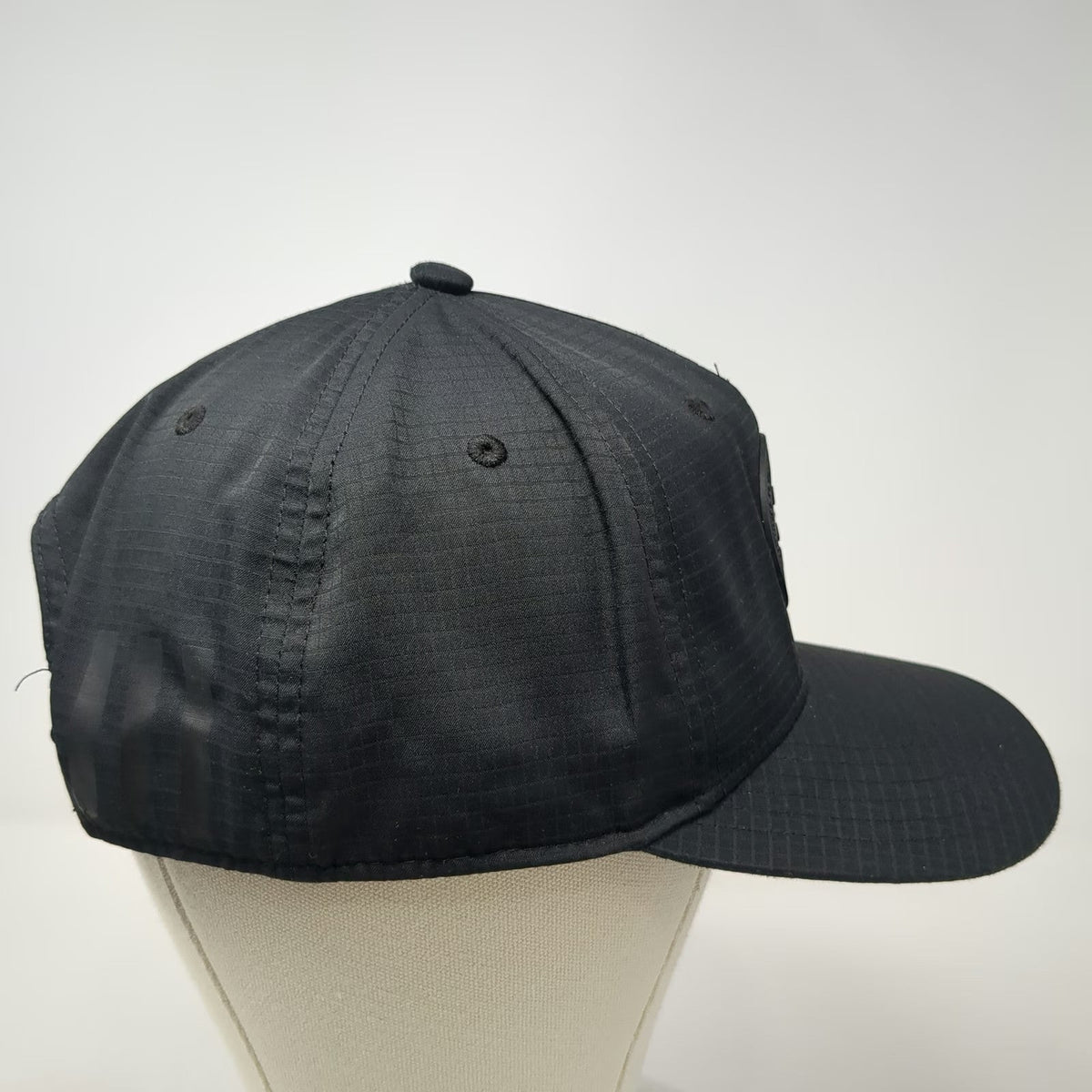 Adidas 5 Panel Black Hat OSFM Snapback Rubber Logo Patch Three Stripes Polyester