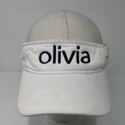 Olivia Strapback Visor Hat White One Size Embroidered Alternative