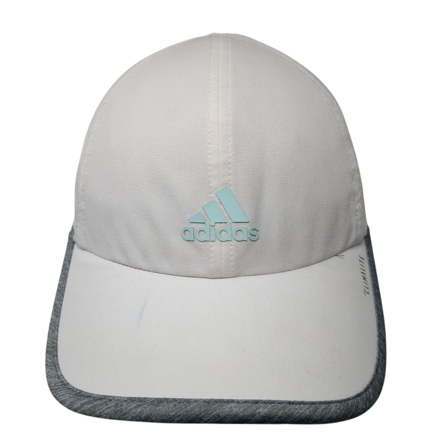 Adidas 3 Stripes Climalite Strapback Hat White One Size Gray Trim