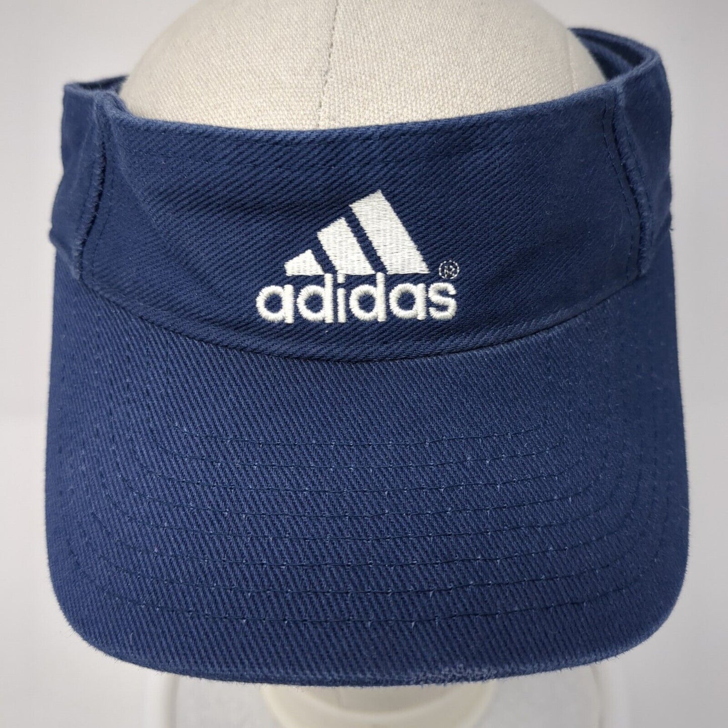 Adidas Strapback Sun Visor Hat Blue One Size Adjustable 3 Stripes