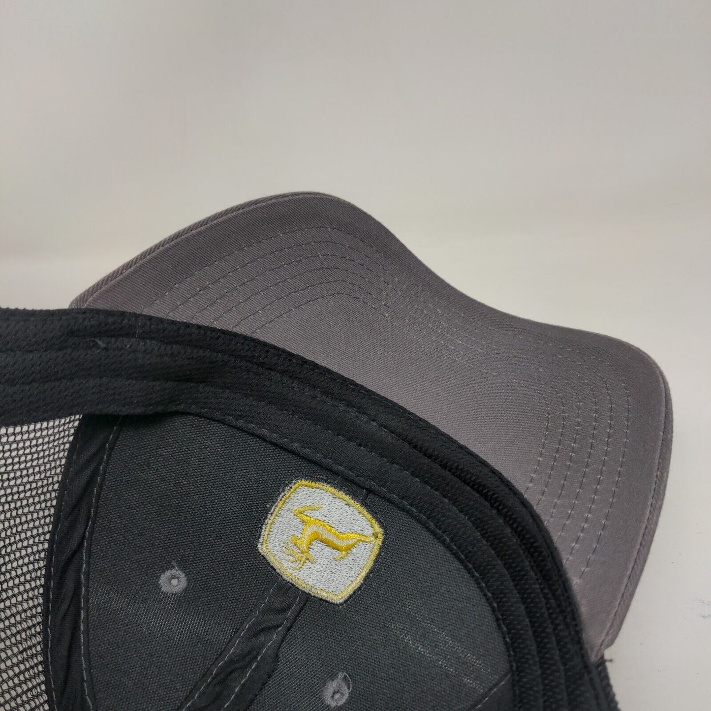 John Deere Snapback Hat Gray OSFA Mesh Trim Run Your World Colorblock