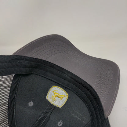 John Deere Snapback Hat Gray OSFA Mesh Trim Run Your World Colorblock
