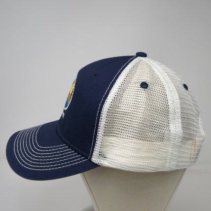 Ouray Sportswear Trucker Hat Blue White One Size Mesh Maine Sun Waves Trees hat