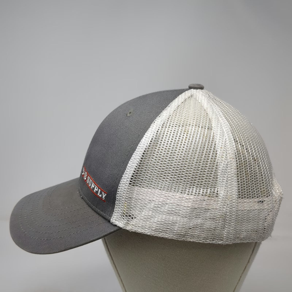 Outdoor Cap Trucker Hat Gray White Red One Size D&B Supply Mesh Snapback Hat
