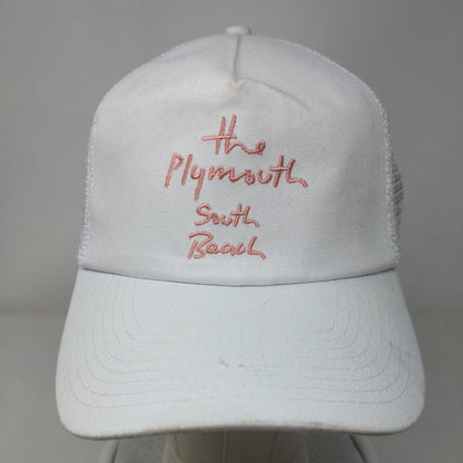 The Plymouth South Beach Snapback Trucker Hat White One Size Mesh Back