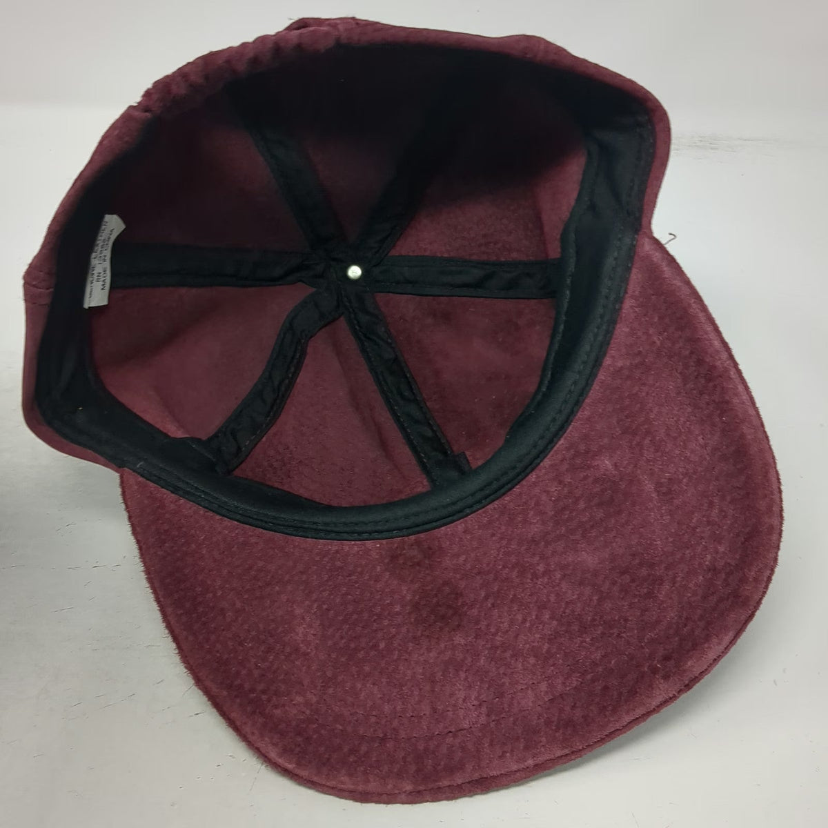 Baseball Cap Red One Size Suede Leather Blank Elastic Back Hat Plain Solid Color