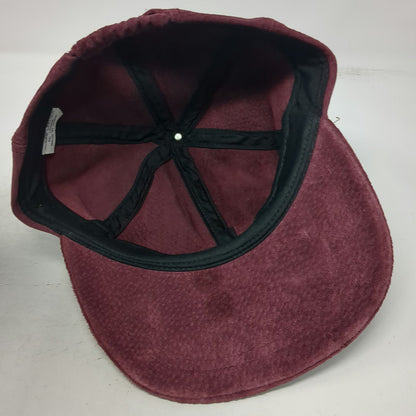 Baseball Cap Red One Size Suede Leather Blank Elastic Back Hat Plain Solid Color