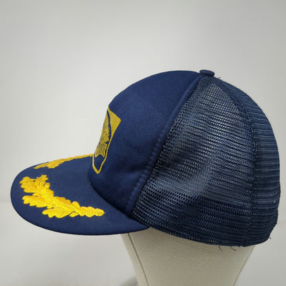 AHS Trucker Hat Blue Yellow 7 5/8 Snapback Harrah's Lodge Middle Fork Oak Leaves