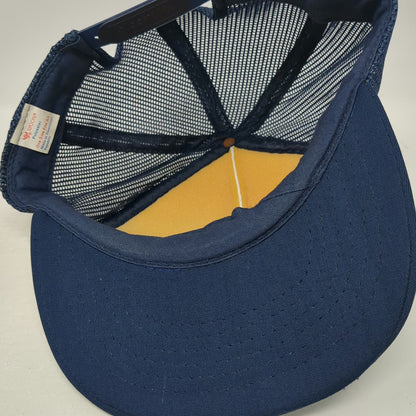 Yupoong Blue White Trucker Hat One Size Grand Forks Regional Airport Plane Mesh