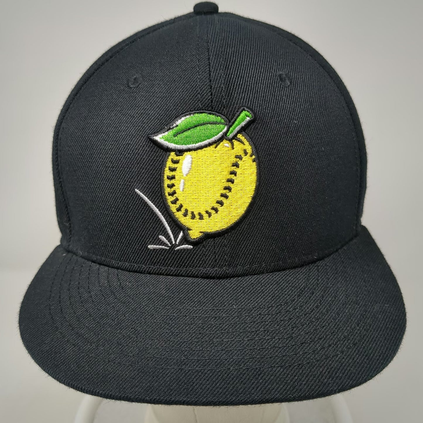 Baseballism Baseball Cap Black 7 1/4 Lemon Bad Hops Graphic Fitted Flat Brim Hat