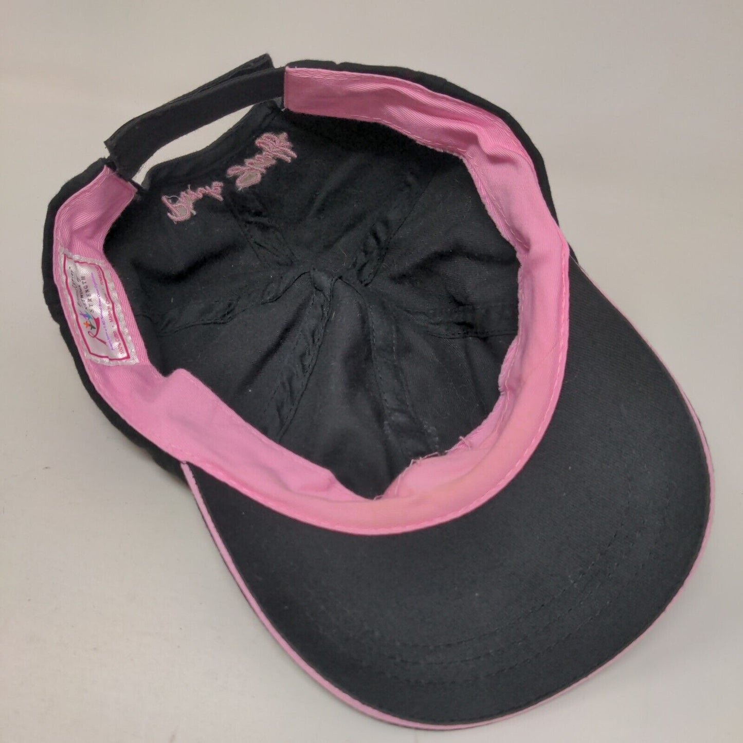 Pink Ribbon Bling Strapback Hat Black One Size Breast Cancer Awareness