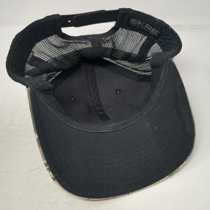 SKRE Trucker Hat Gray Black Camo One Size Mountain Gear Snapback Hunting Outdoor