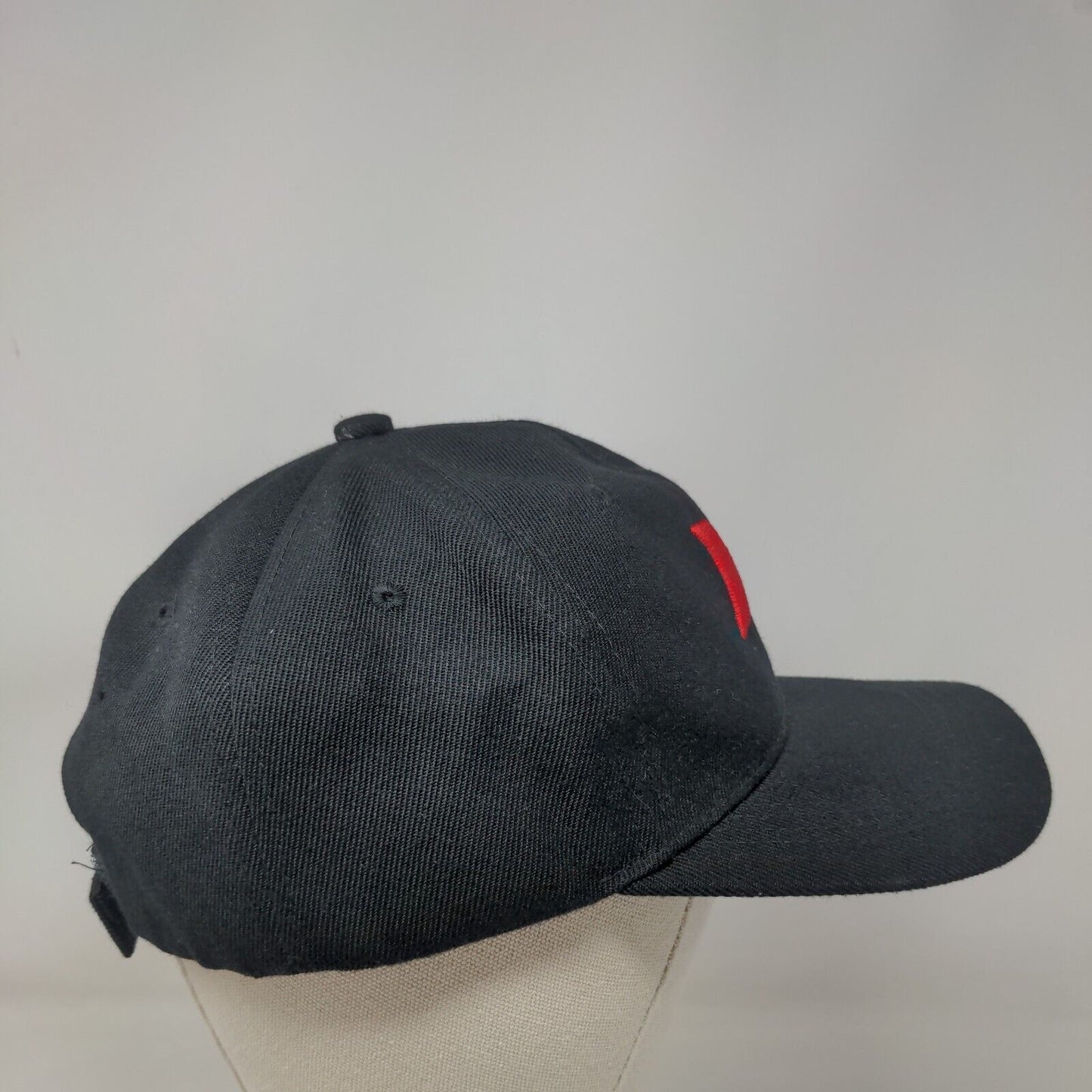 Hurley Red Logo Strapback Hat Black One Size Embroidered Adjustable