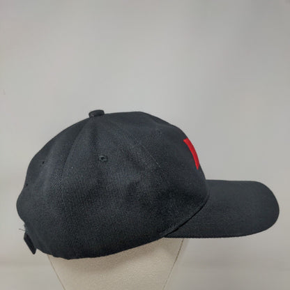 Hurley Red Logo Strapback Hat Black One Size Embroidered Adjustable