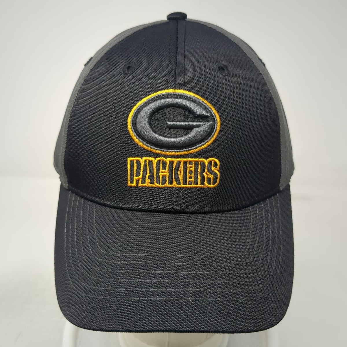 Green Bay Packers NFL Team Apparel Black Gray One Size Strapback Embroidered Hat
