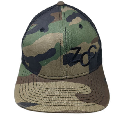 New Era Trucker Hat Green Camo One Size Mesh Snapback ZCC 9FIFTY Flat Brim