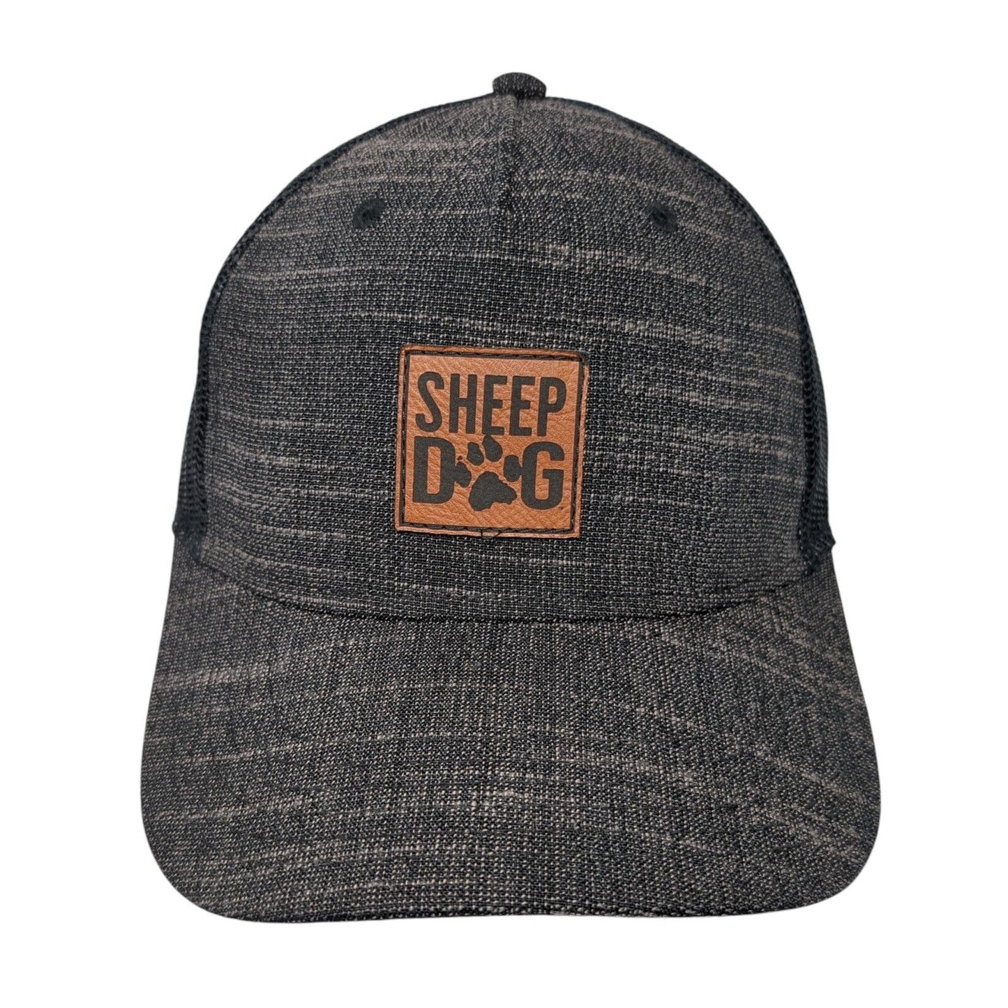 Sheep Dog Leather Patch Snapback Trucker Hat Gray One Size Mesh Back