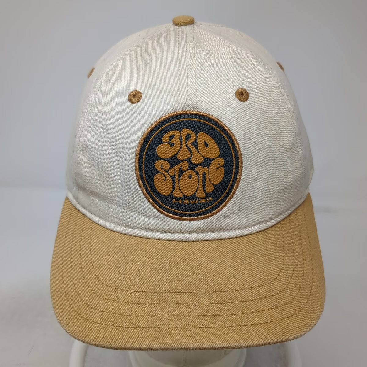 Pukka 3rd Stone Hawaii Snapback Hat Beige One Size Cotton Two Tone Gold Surf