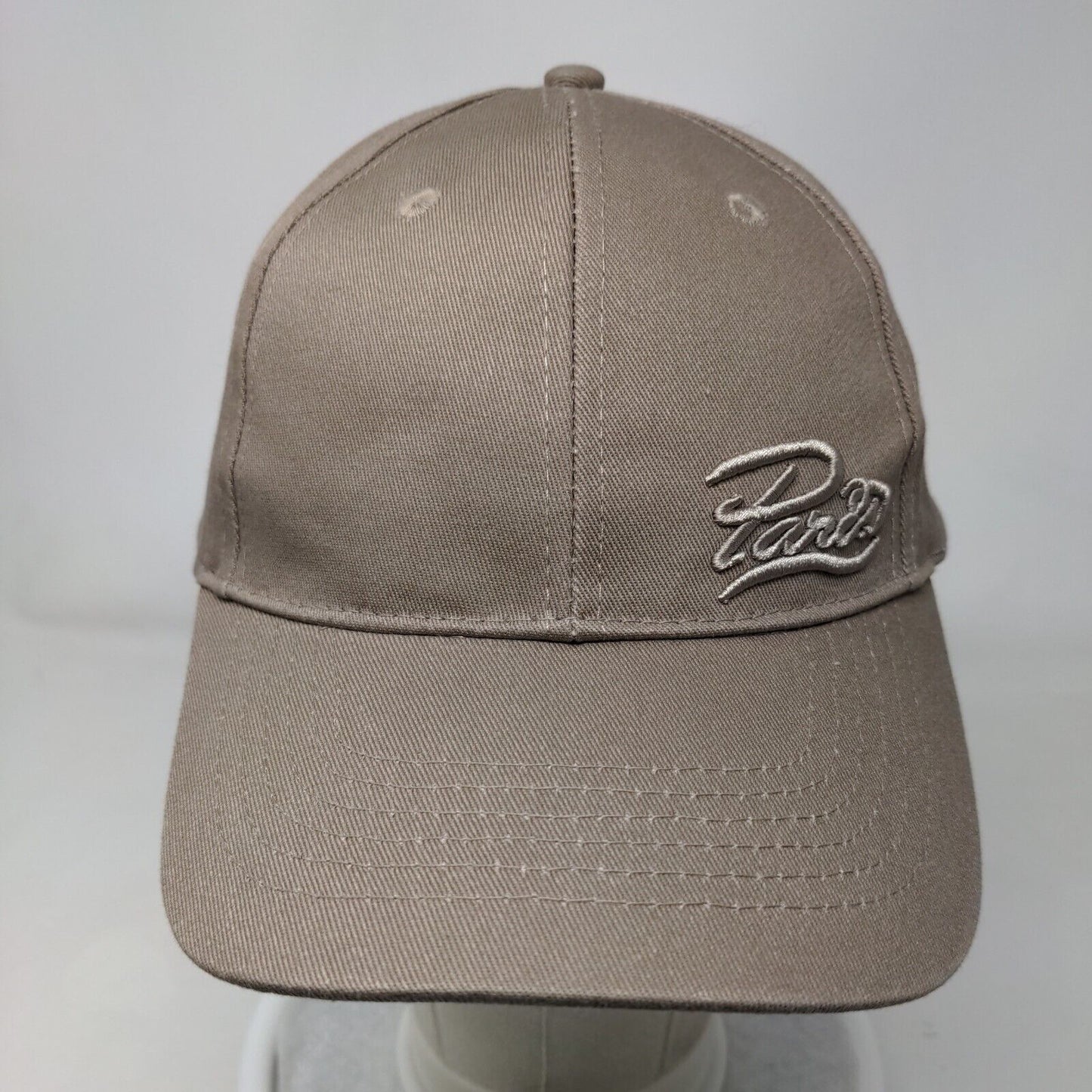 Paris Strapback Hat Tan One Size Adjustable Embroidered Solid Blank