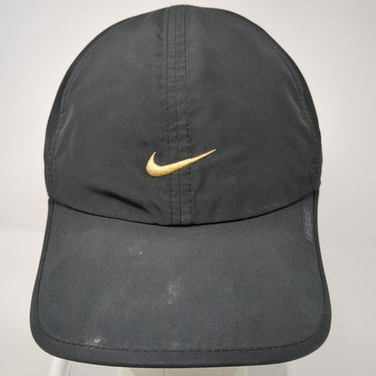 Nike Baseball Cap Black One Size Performance Fabric Strapback Swoosh Logo Hat