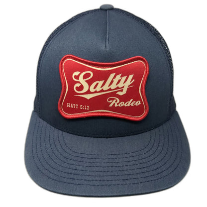 Yupoong Trucker Hat Blue Red White One Size Salty Rodeo Matthew 5:13 Snapback
