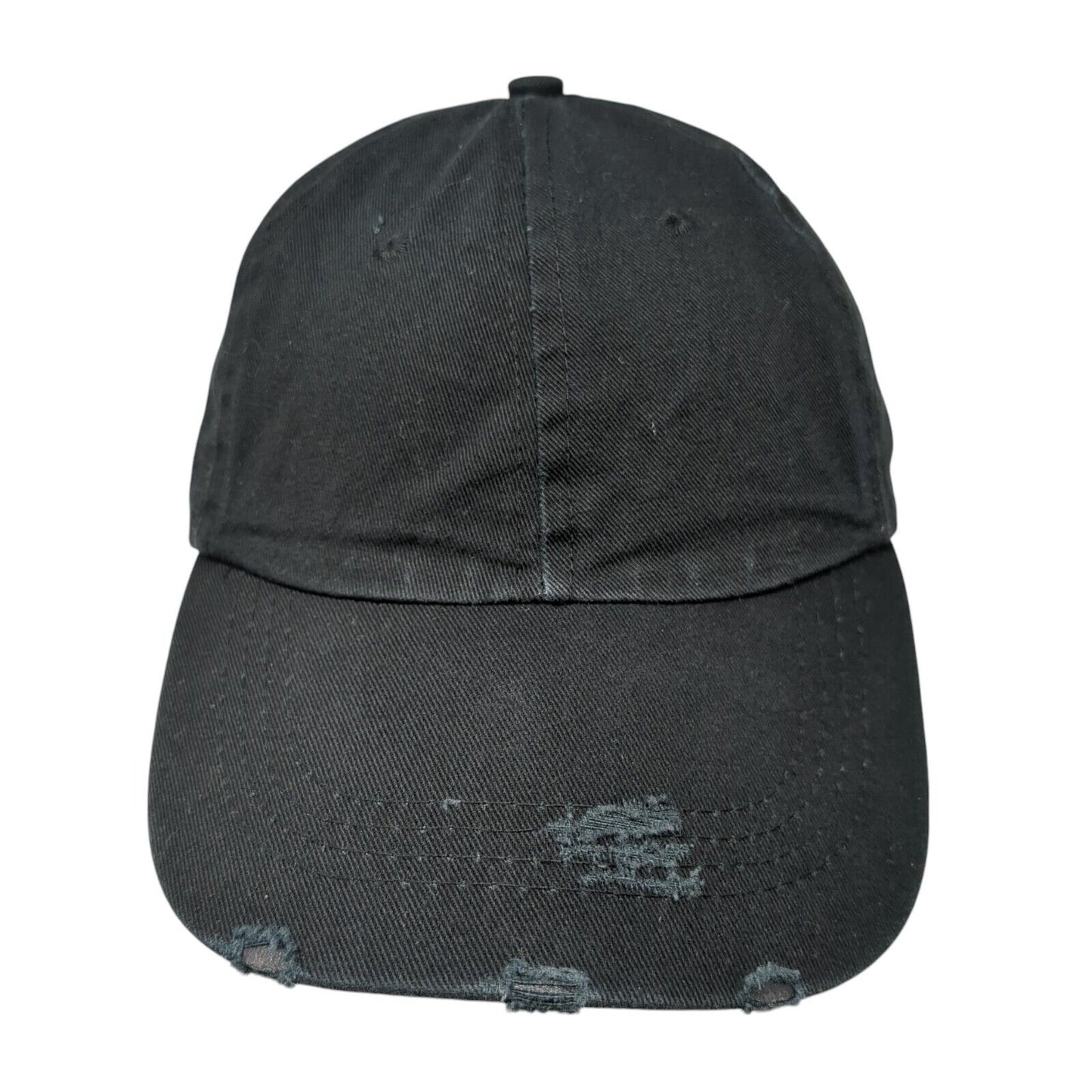 Unbranded Strapback Hat Black One Size Adjustable Blank Distressed