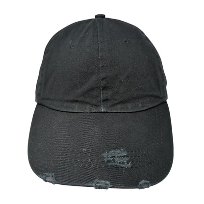Unbranded Strapback Hat Black One Size Adjustable Blank Distressed