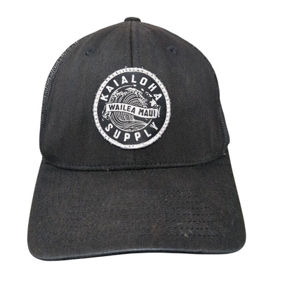 KaiAloha Supply Wailea Maui Snapback Trucker Hat Black OSFA Mesh Back