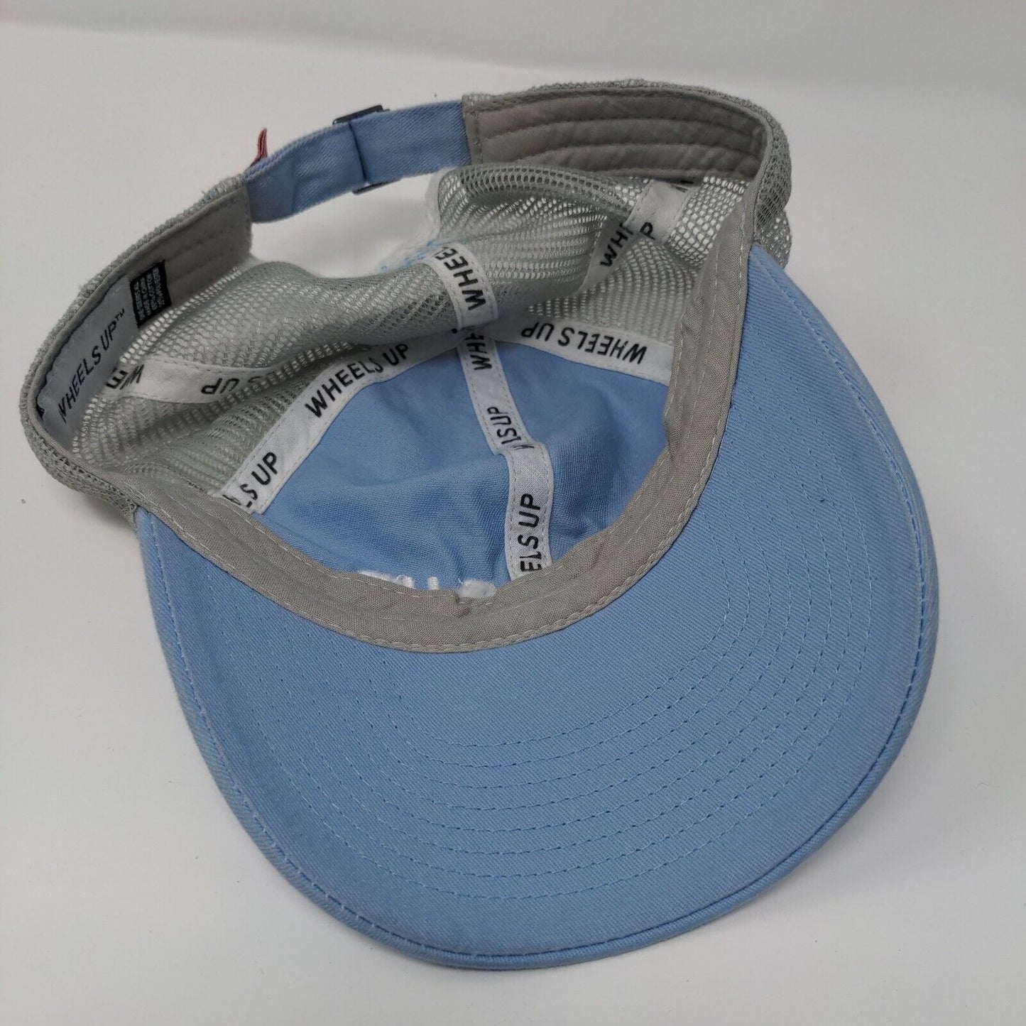 Wheels Up 8760 Slideback Trucker Hat Blue OSFA Adjustable Mesh Back Embroidered