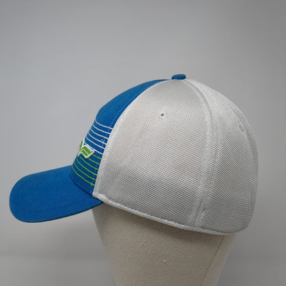 SpurWing The Club Fitted Mesh Back Trucker Hat Blue L/XL A-Flex Pukka