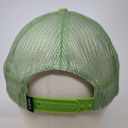 RVCA Trucker Hat Green White One Size Mesh Snapback Printed Logo Cotton Front