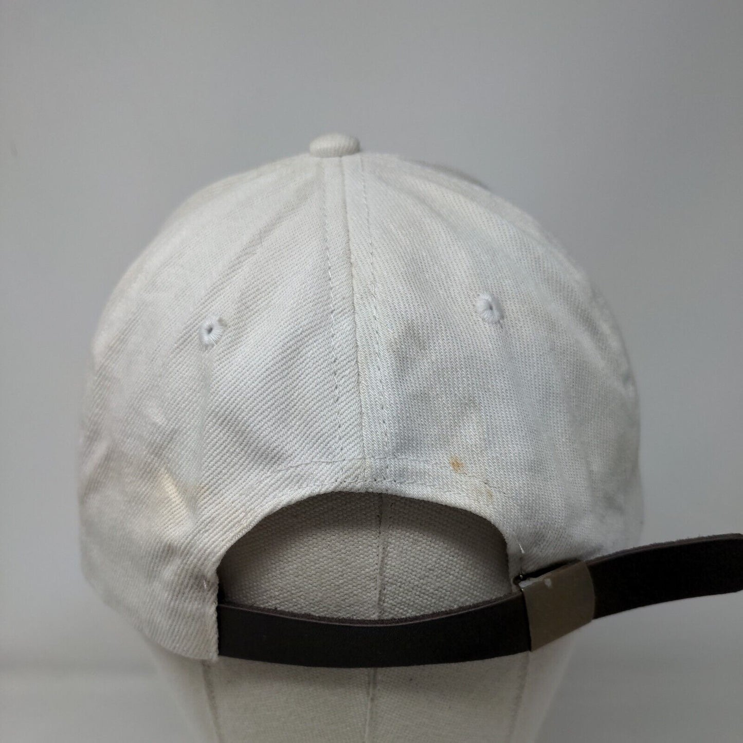 Butterfly Slideback Hat Cream OSFM Embroidered Leather Strap 6 Panel