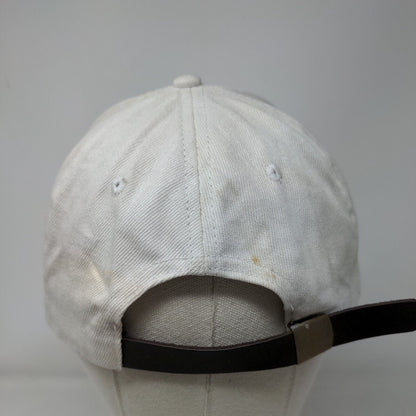 Butterfly Slideback Hat Cream OSFM Embroidered Leather Strap 6 Panel
